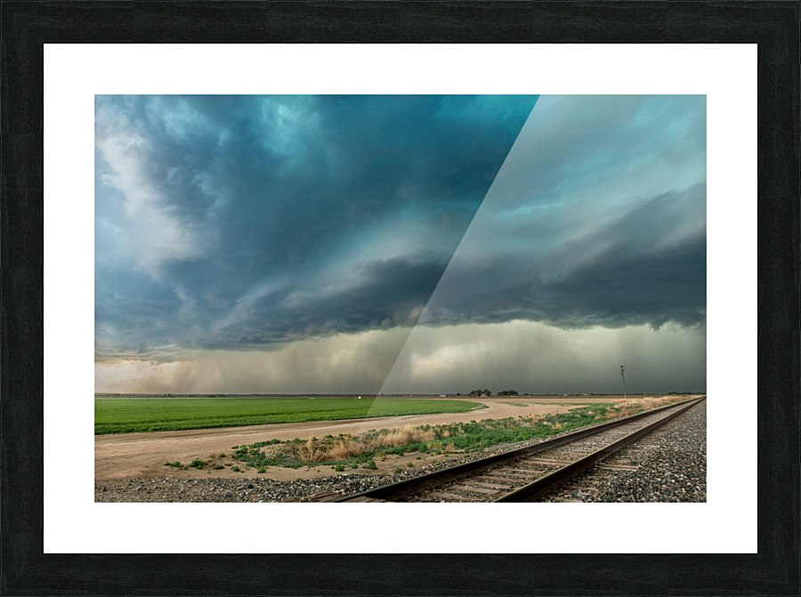 Tornadic Cell over Grassy Field Picture Frame print