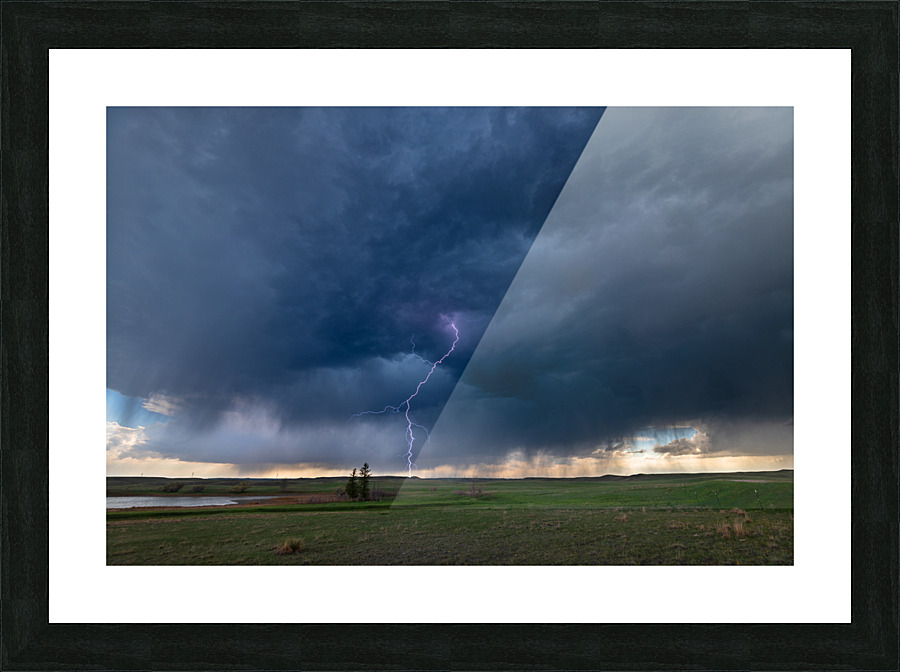 Lightning Storm over Plains Picture Frame print