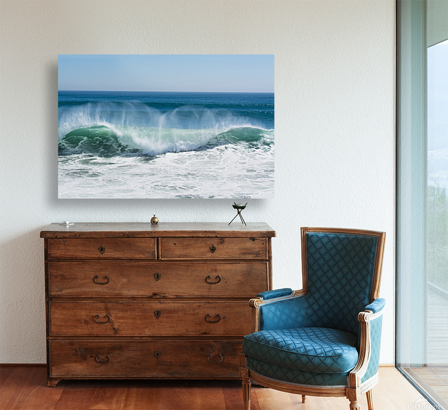 Wave crest breaking along beach Reproduction
