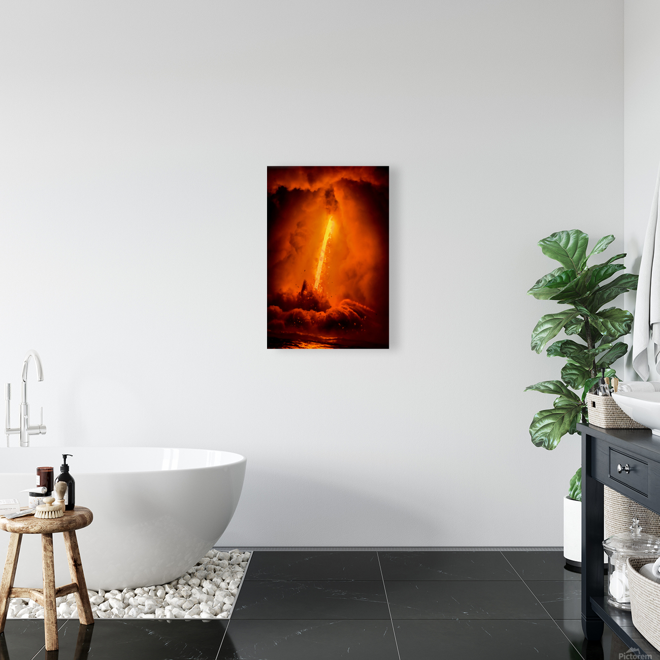 Exploding lava flow in Hawaii Reproduction
