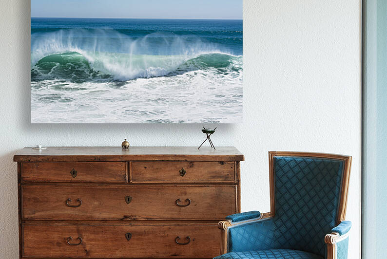 Wave crest breaking along beach Reproduction