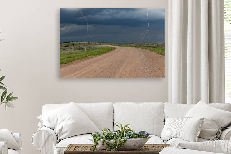 Dirt Road and lightning by Joe Belanger