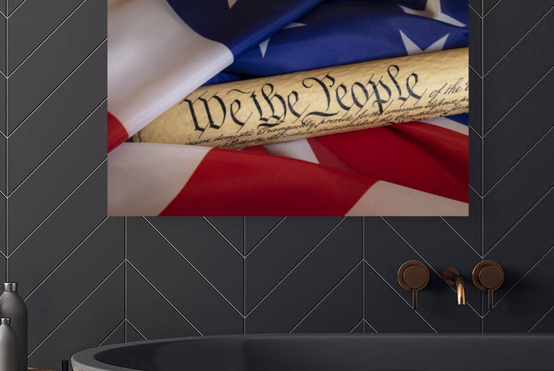 Constitution and American Flag by Joe Belanger