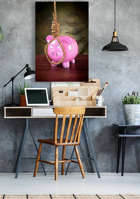 Piggybank and noose by Joe Belanger
