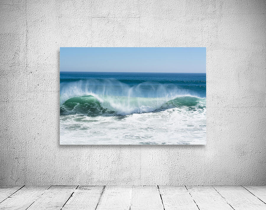 Wave crest breaking along beach Wall Preview