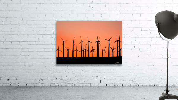 Windmill silhouette at sunset Wall Preview