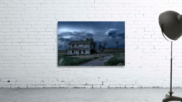 Haunted house with lightning Wall Preview