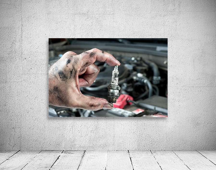 Auto mechanic and sparkplug Wall Preview