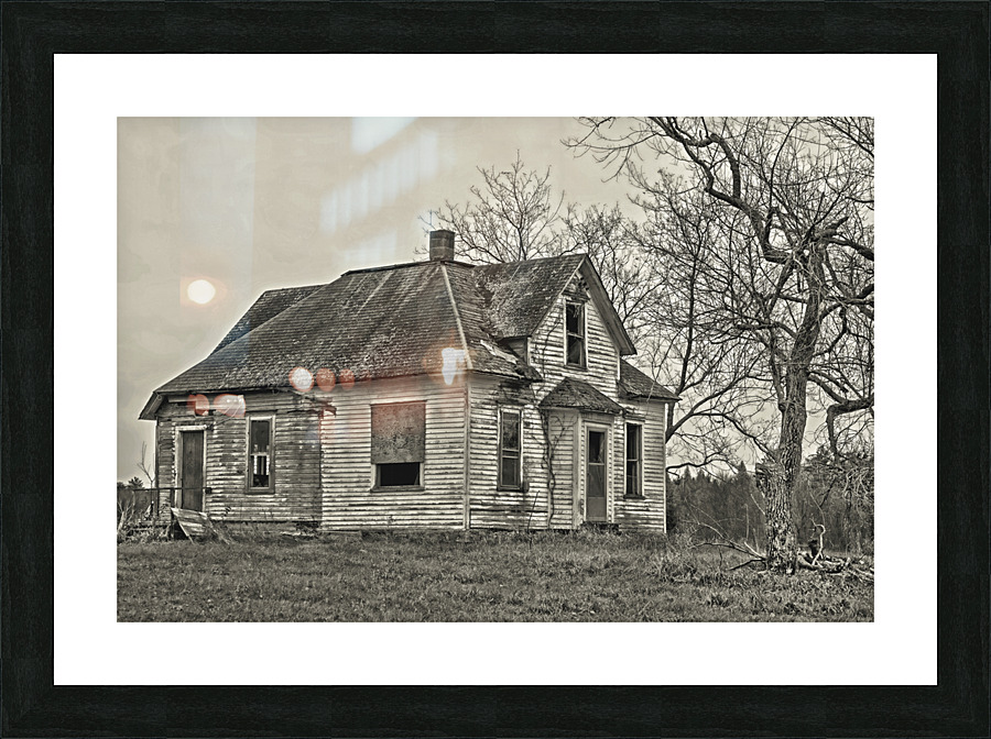 Family farm shuttered Picture Frame print