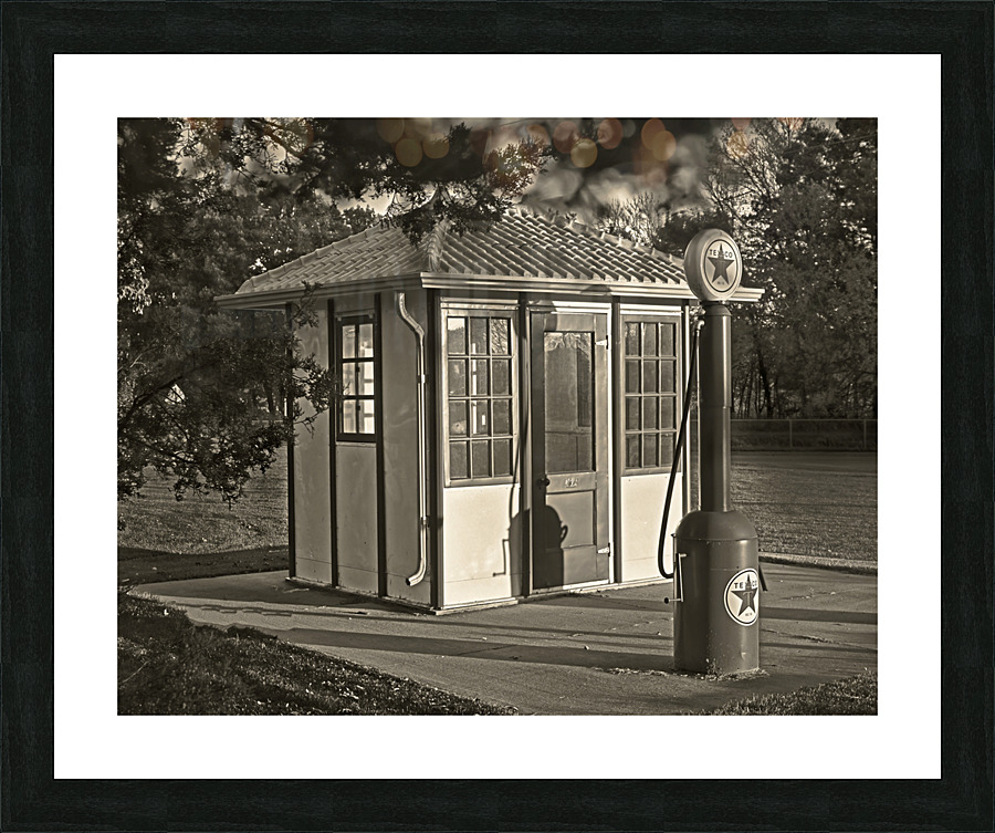 Vintage gas station Picture Frame print