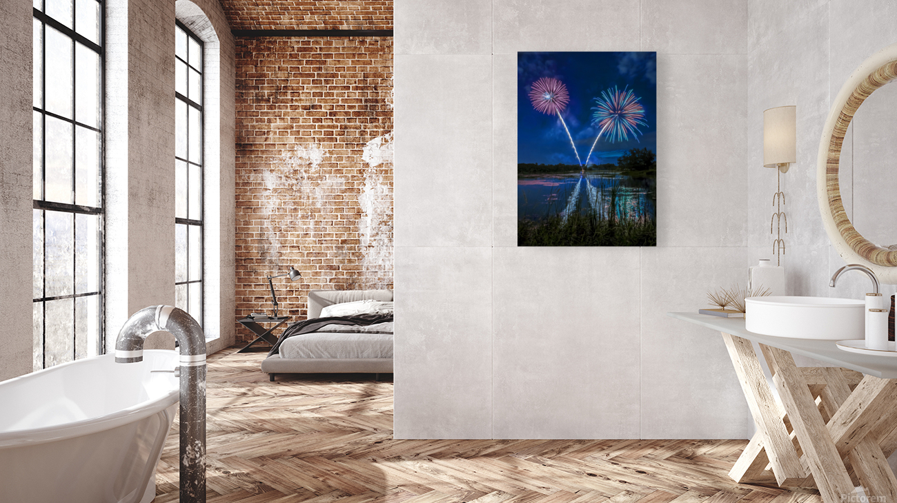 Reflections of fireworks Reproduction