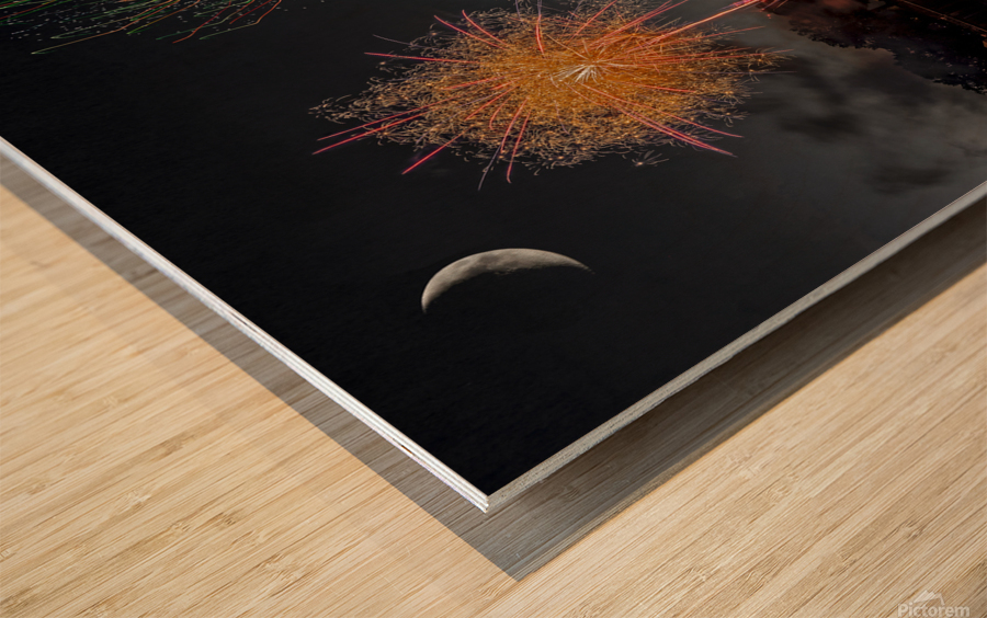 Lakeside Fireworks in Minnesota Impression sur bois