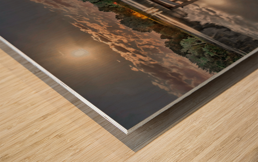 Rising moon on Island Lake Wood print