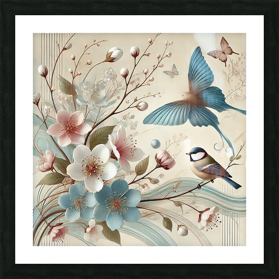 A serene and artistic illustration inspired by nature Picture Frame print