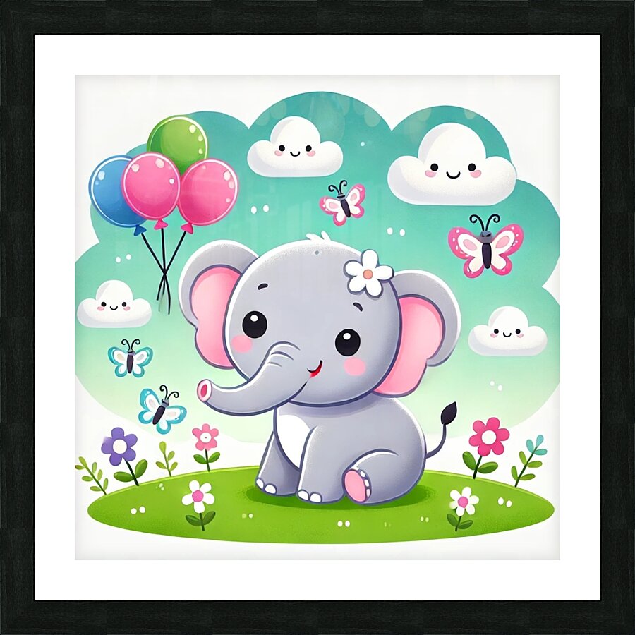 A cute cartoon elephant Picture Frame print