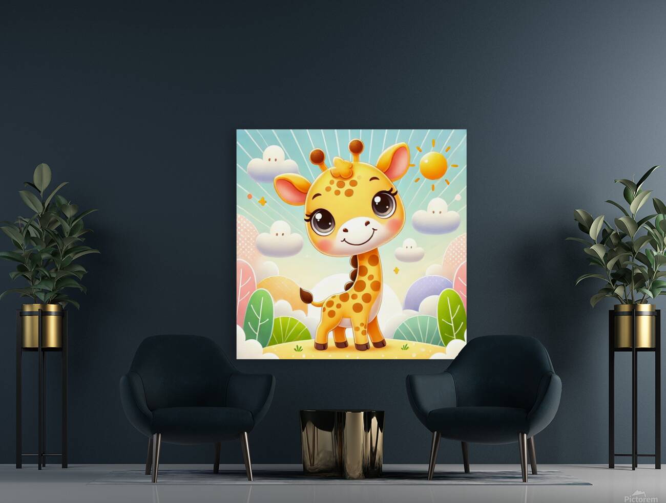 A cute cartoon giraffe  Reproduction