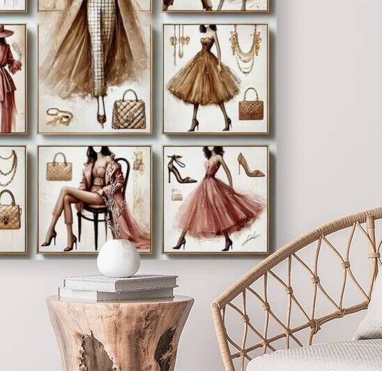 A stylish and elegant collection of fashion-inspired paintings  by Erin Adel