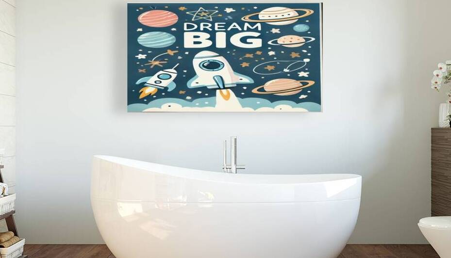 Playful Space-Themed Childrens Room Poster by Erin Adel