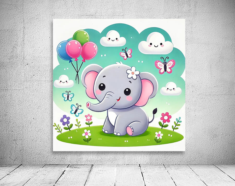 A cute cartoon elephant Wall Preview