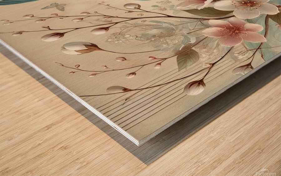 A serene and artistic illustration inspired by nature Wood print