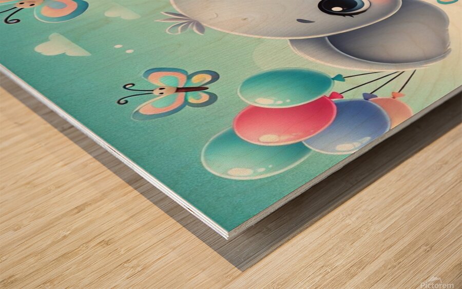 cartoon elephant Wood print