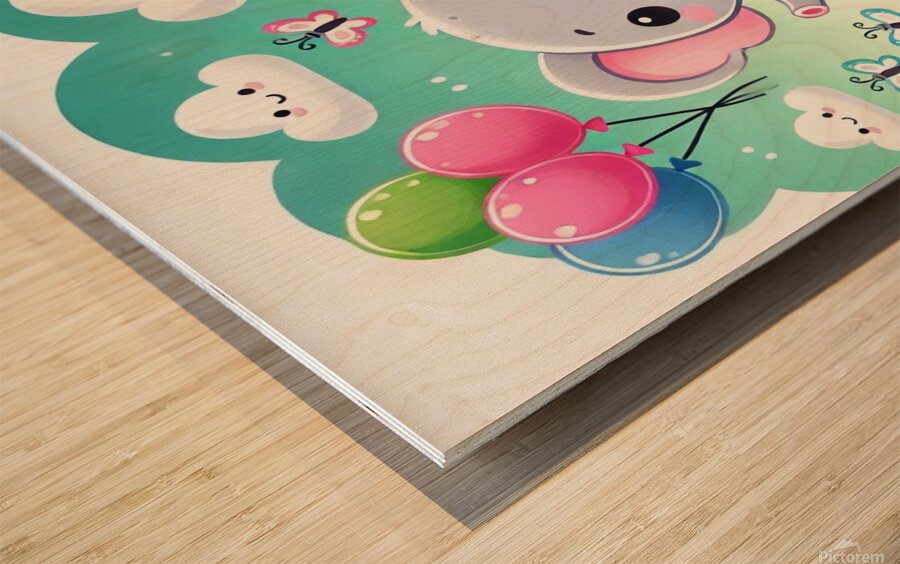 A cute cartoon elephant Wood print