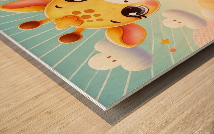 A cute cartoon giraffe  Wood print