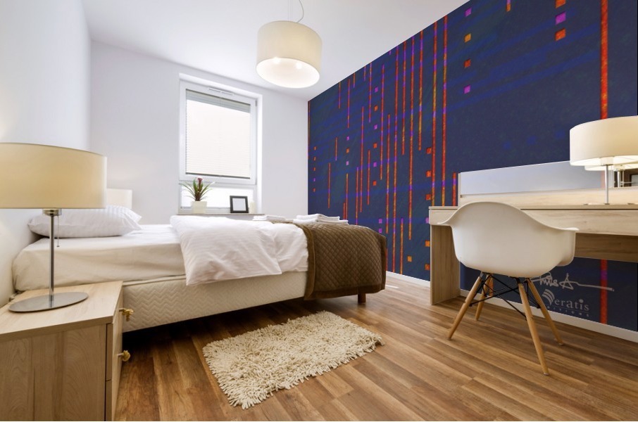 Data Drops in Red & Blue 3x2 Mural print