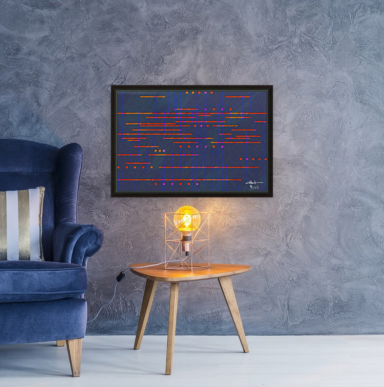 Data Streams in Red & Blue 3x2 Reproduction