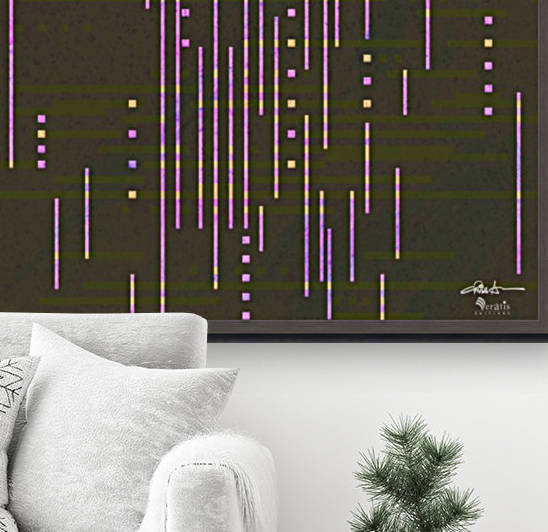 Data Drops in Fuschia & Umber 1x1 by Veratis Editions