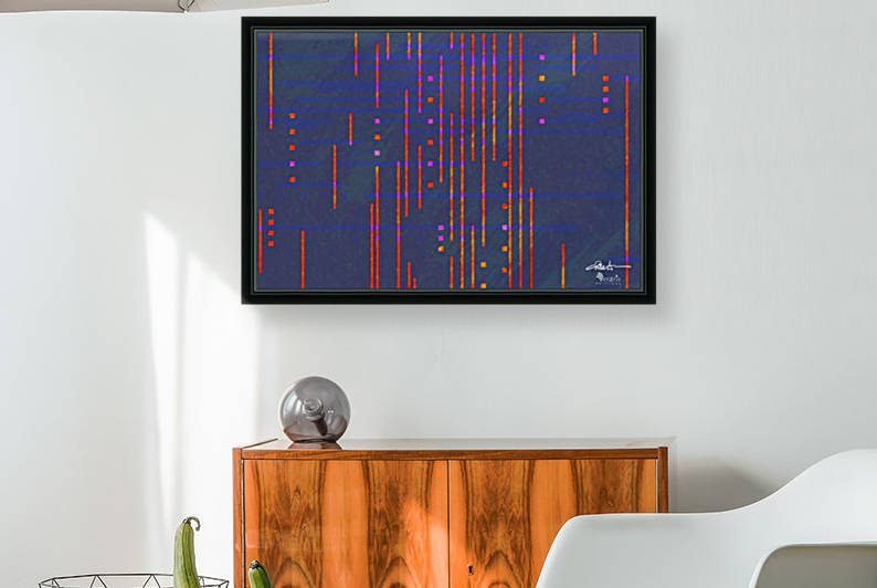 Data Drops in Red & Blue 3x2 Reproduction