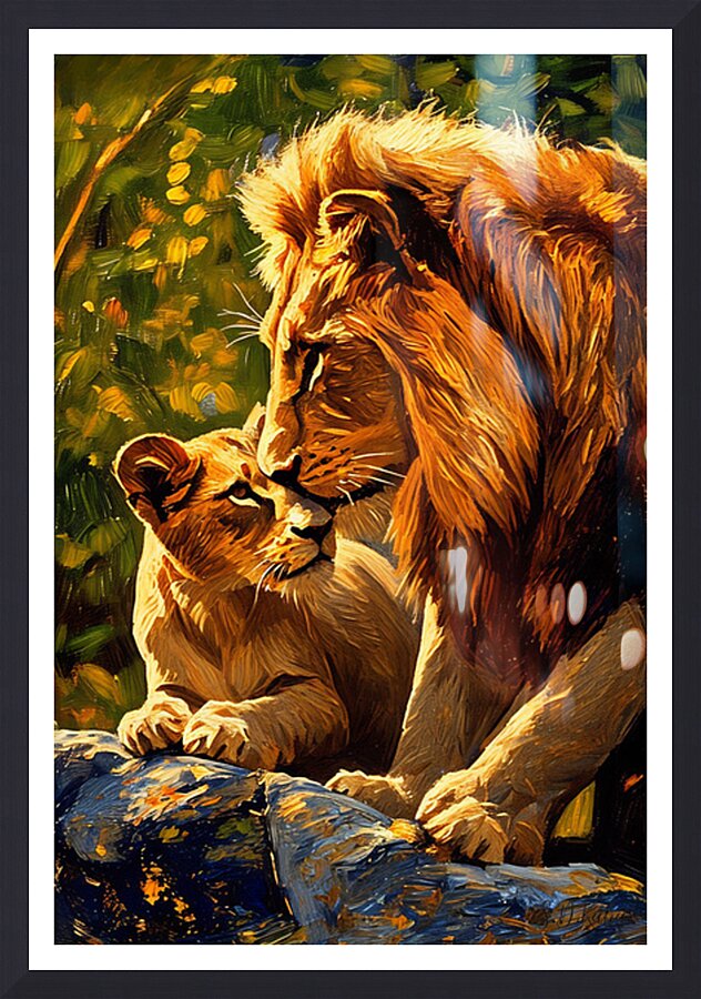 A Father s Kiss Lion Gicl e Print 231068 Picture Frame print
