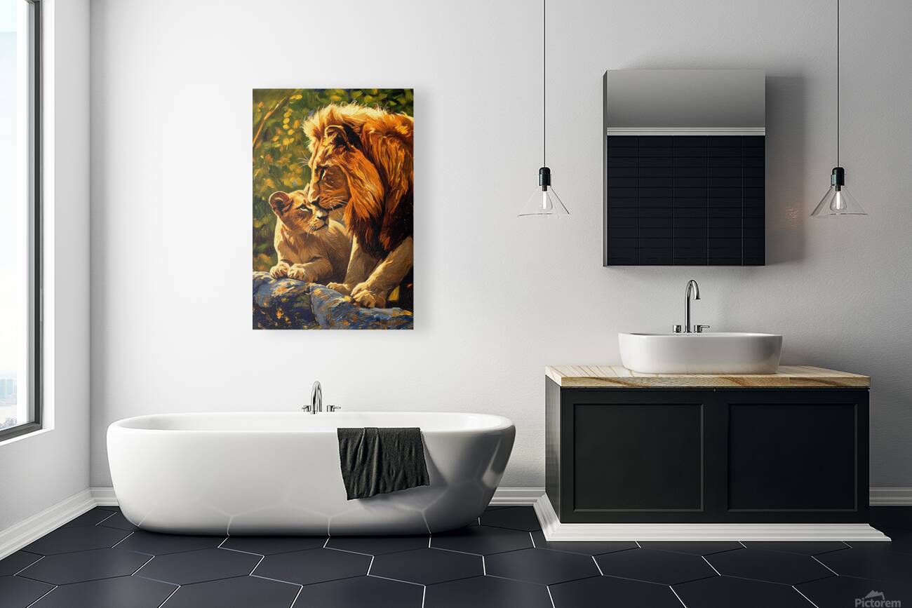 A Father s Kiss Lion Gicl e Print 231068 Reproduction