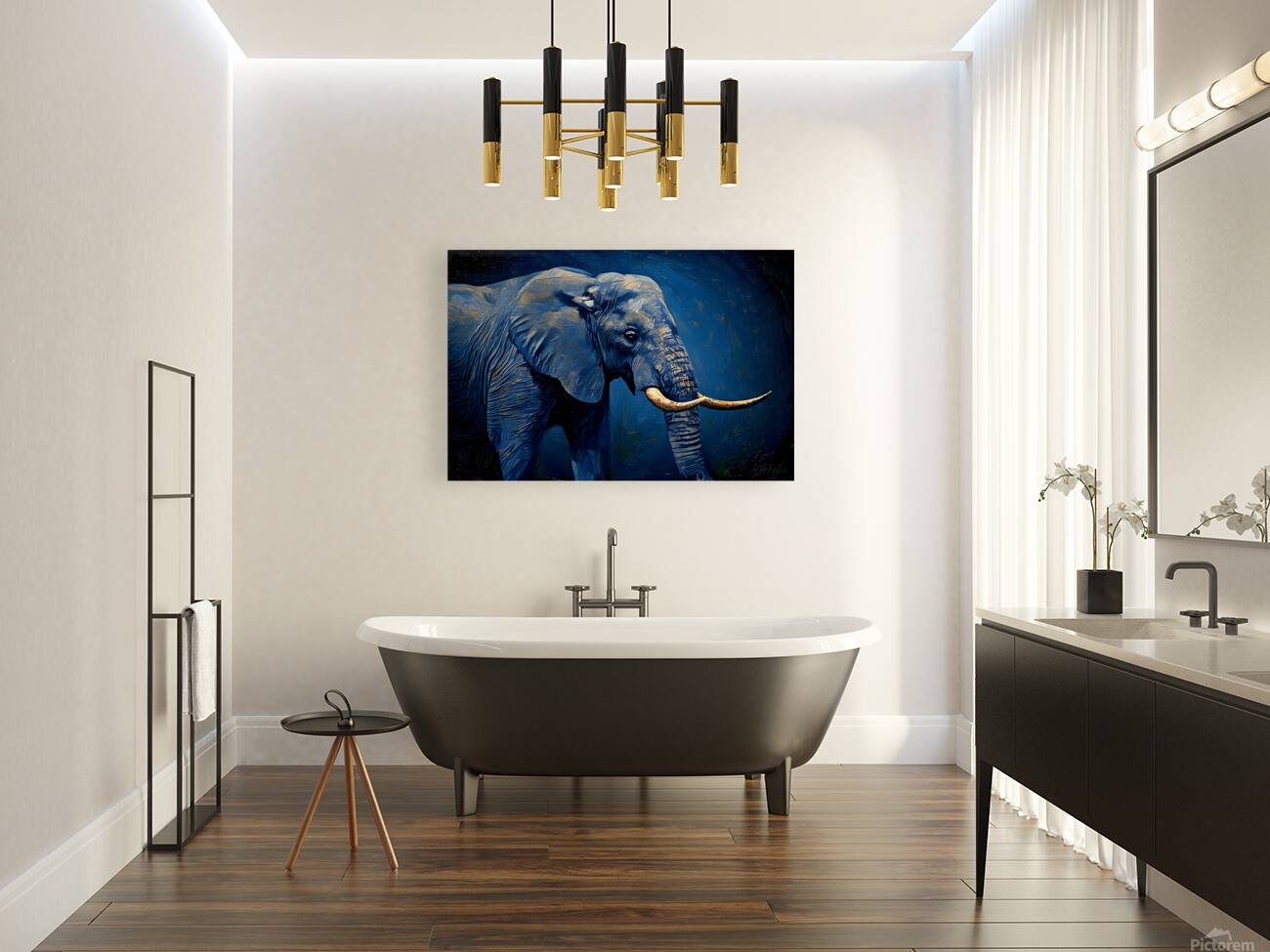African Elephant in Blue Tones Gicl e Print 3210 Reproduction