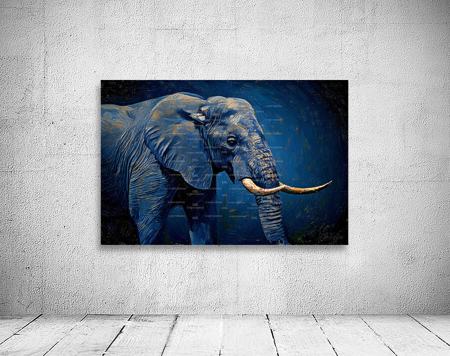 African Elephant in Blue Tones Gicl e Print 3210 Wall Preview