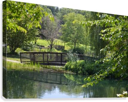 Bridge over pond Canvas Print
