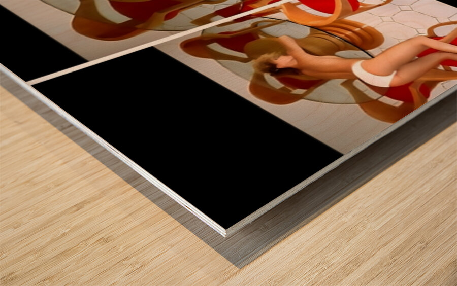 TITLE : GLASS TABLE  ENIGMA   Wood print