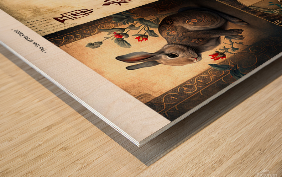 Year of the Rabbit A1 Wood print