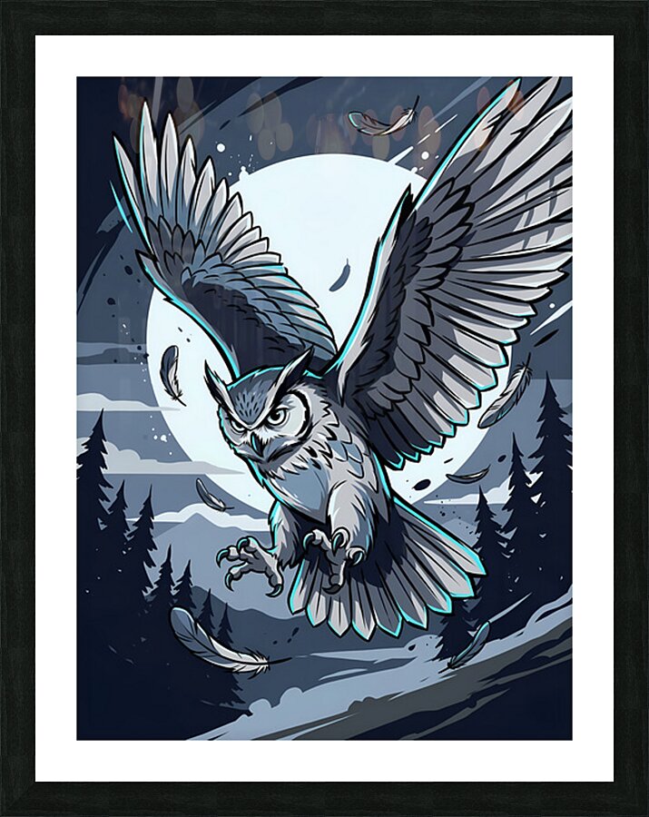Midnight Owl Flight Moon Picture Frame print