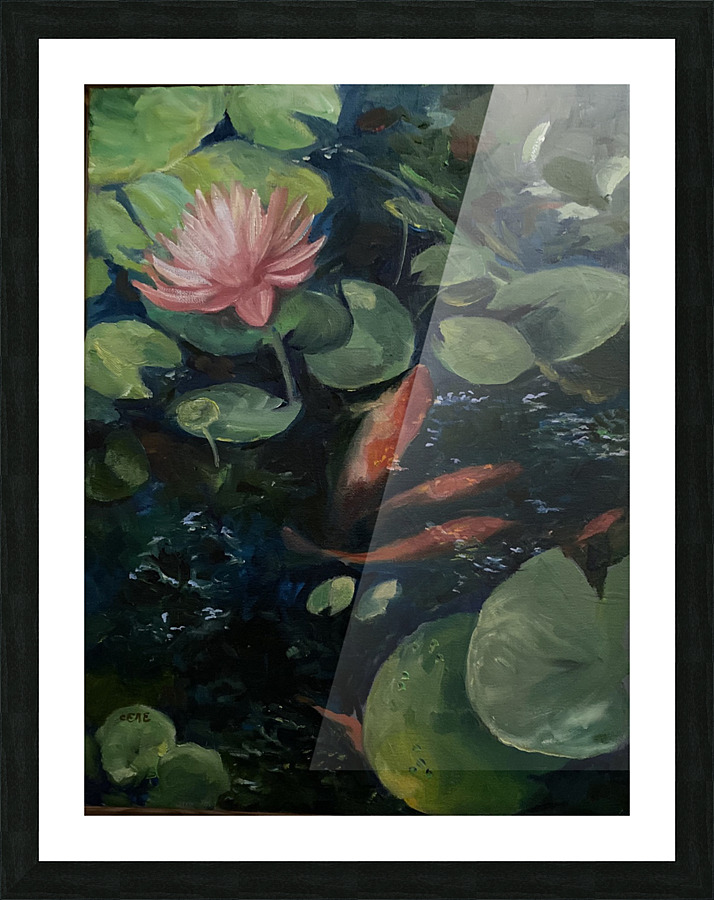 Koi with water lily  Picture Frame print