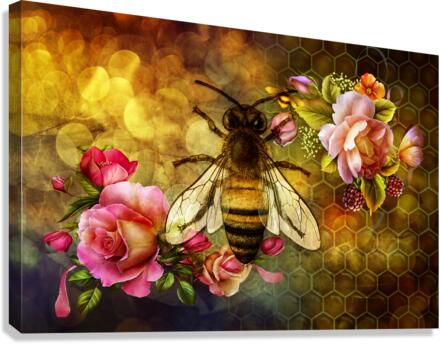 Bee and Honeycomb Canvas Print