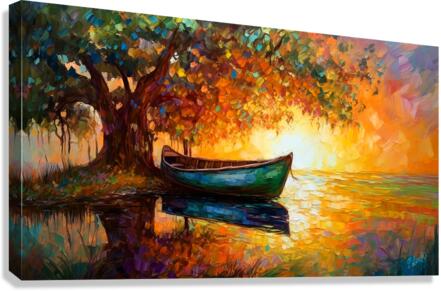 Boat at tranquil sunset Canvas Print