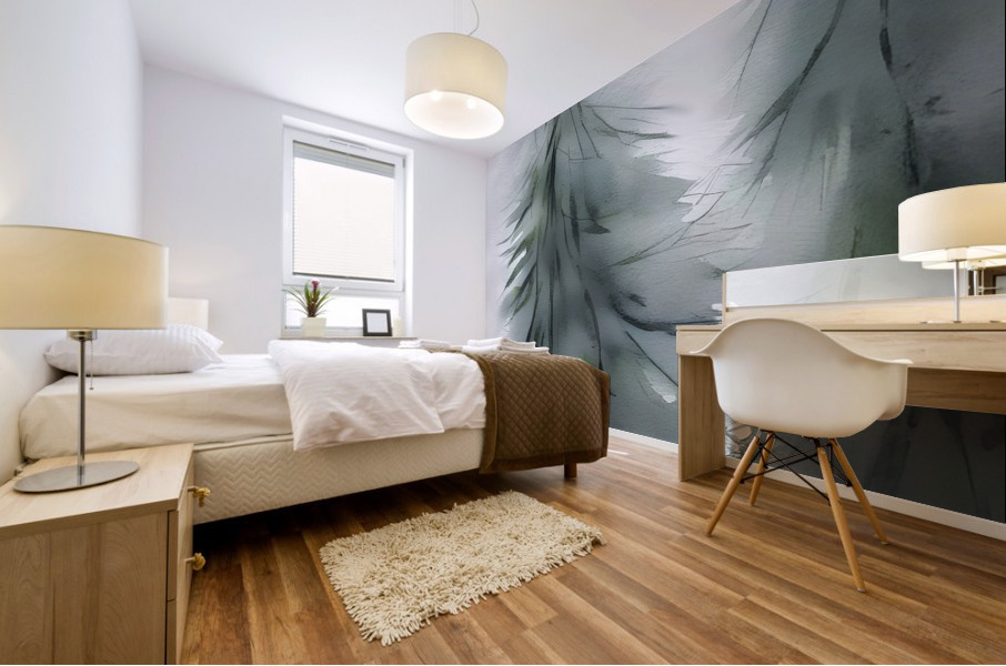 Pine tree and Winter storm Mural print