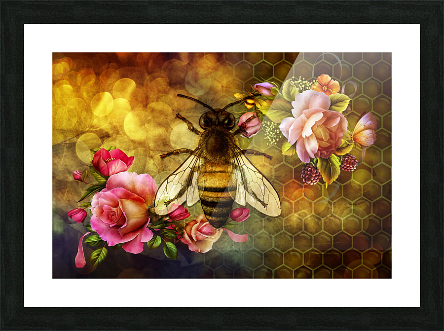 Bee and Honeycomb Picture Frame print
