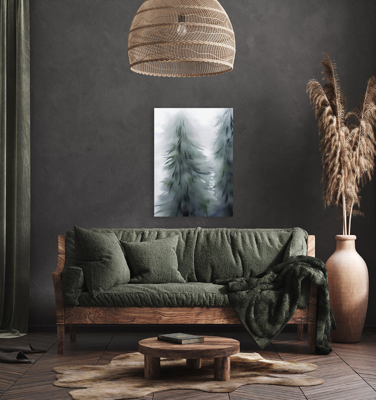Pine tree and Winter storm Reproduction