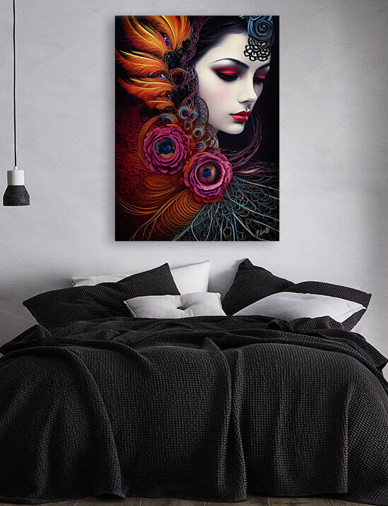 Exotic beauty in feather and flowers by ArtDreamStudio