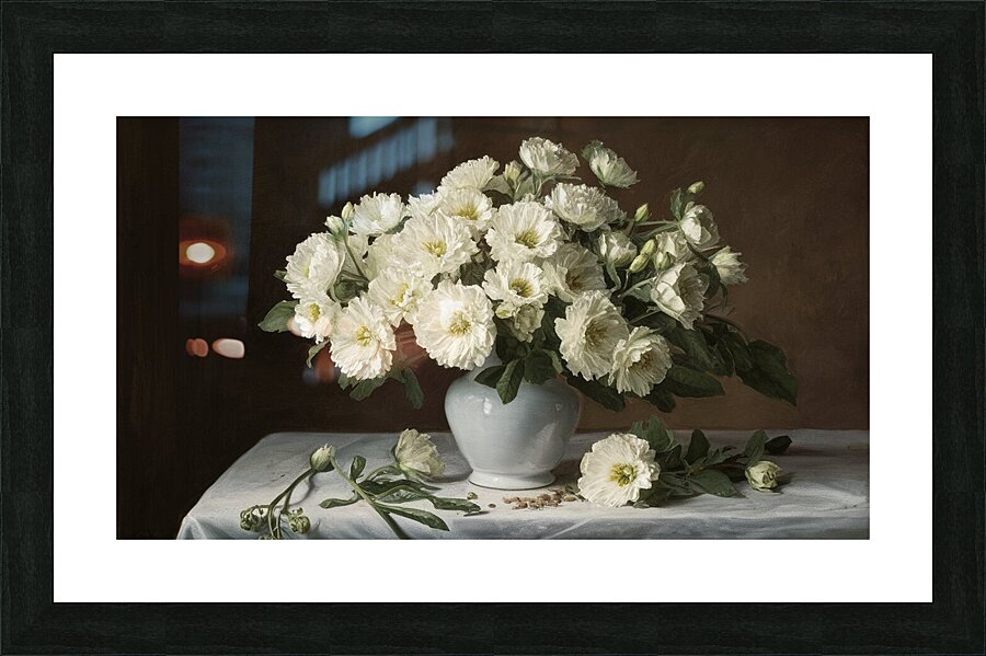 white vase on table Picture Frame print