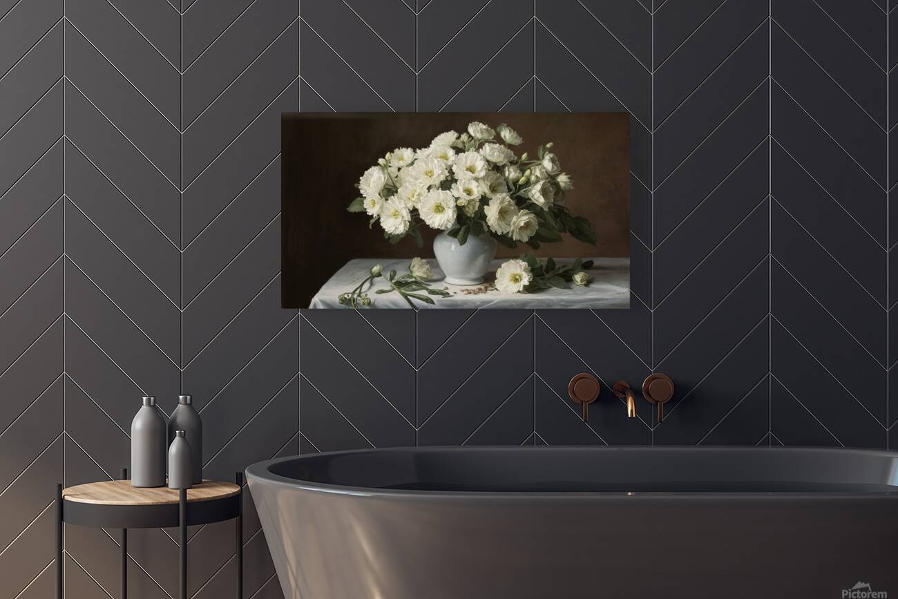 white vase on table Reproduction