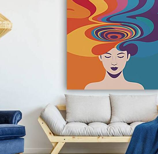 a vibrant and minimalist illustration of a woman by celistima
