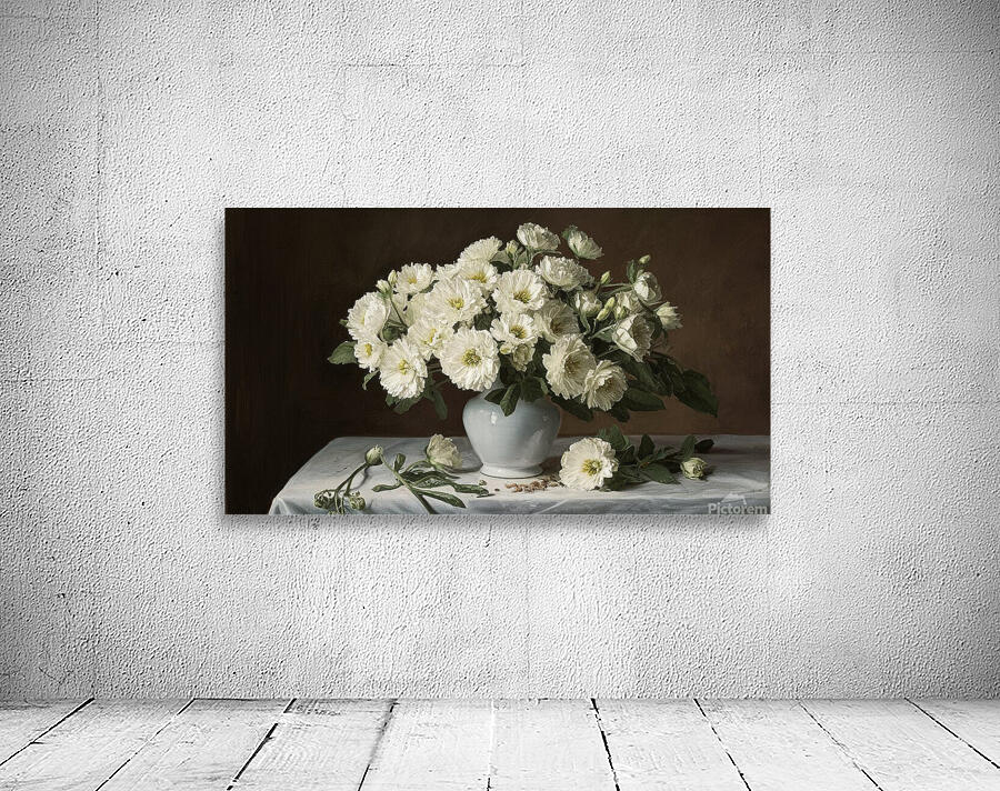 white vase on table Wall Preview